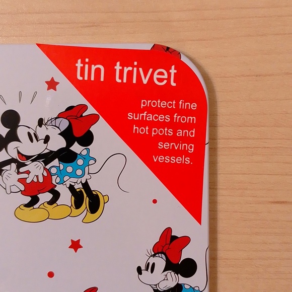 Mickey Minnie Mouse Metal Tin Cork Trivet Hot Plate - Picture 2 of 6